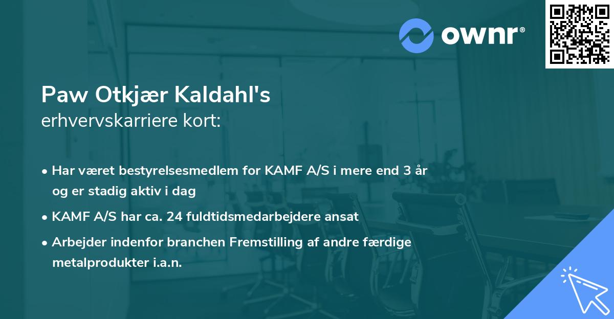 Paw Otkjær Kaldahl's erhvervskarriere kort