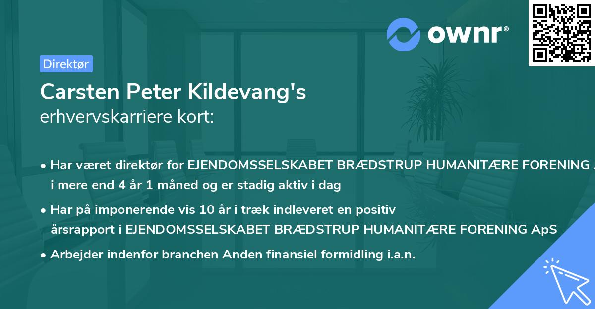 Carsten Peter Kildevang's erhvervskarriere kort