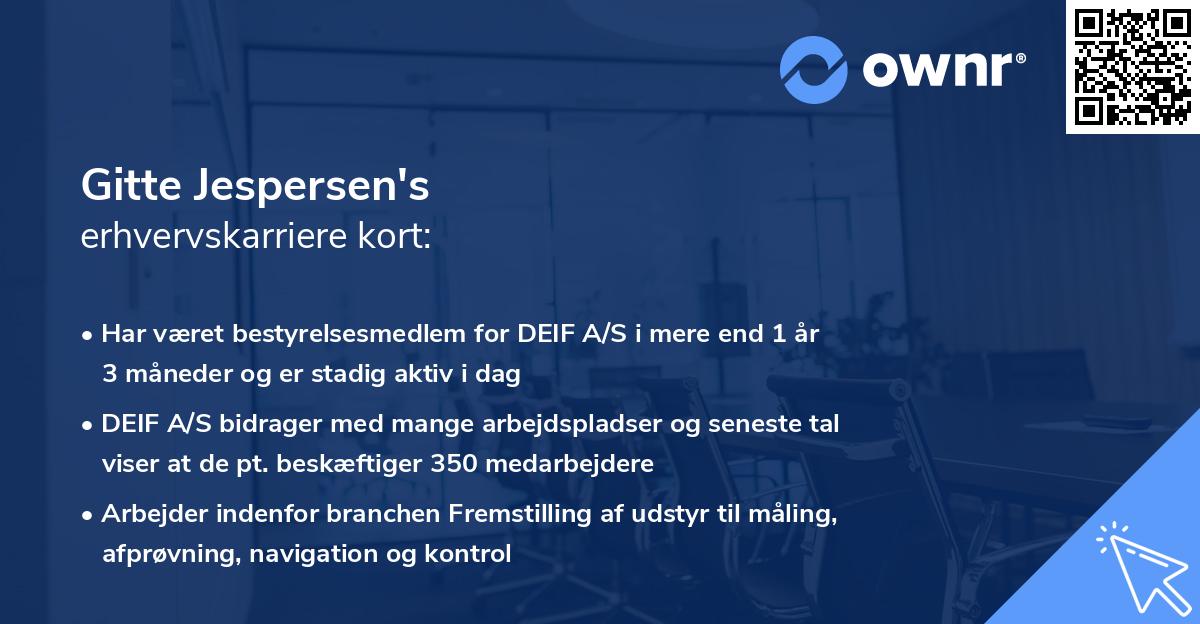 Gitte Jespersen's erhvervskarriere kort