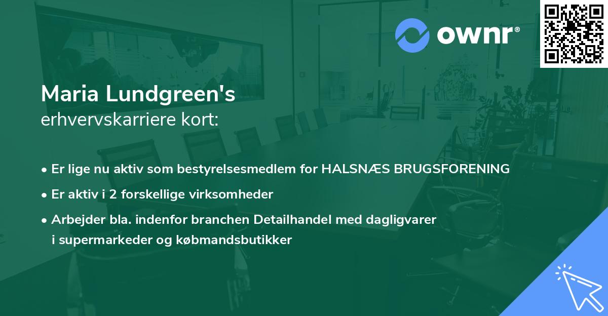 Maria Lundgreen's erhvervskarriere kort