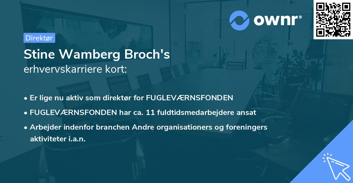 Stine Wamberg Broch's erhvervskarriere kort
