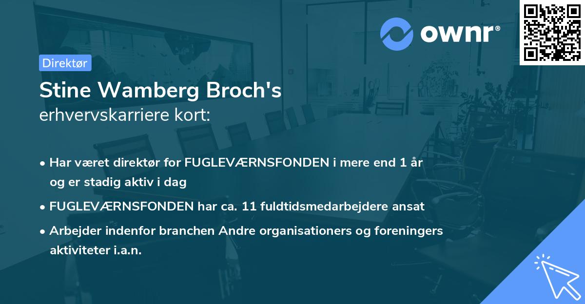 Stine Wamberg Broch's erhvervskarriere kort