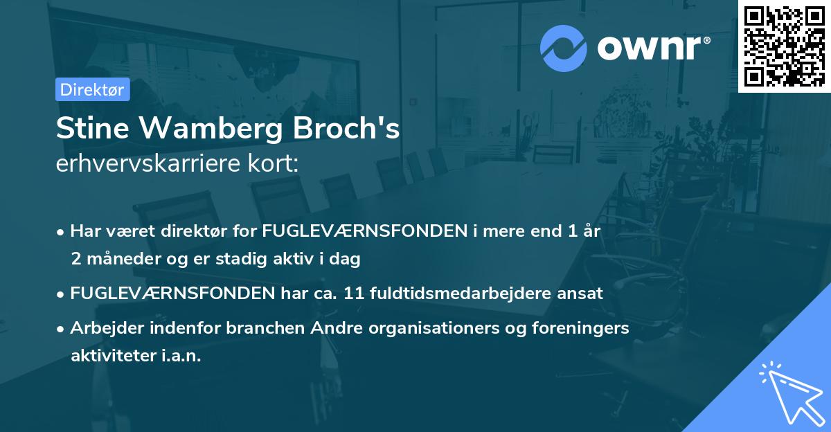 Stine Wamberg Broch's erhvervskarriere kort