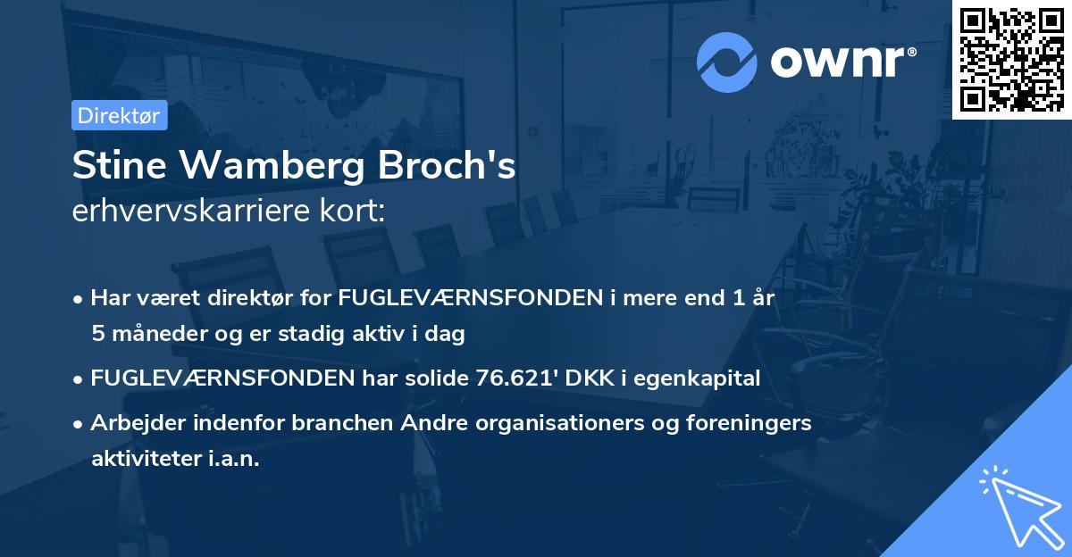 Stine Wamberg Broch's erhvervskarriere kort