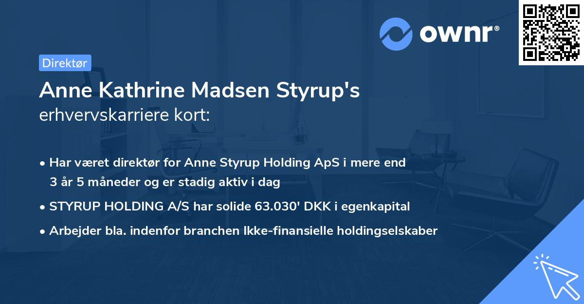 Anne Kathrine Madsen Styrup's erhvervskarriere kort