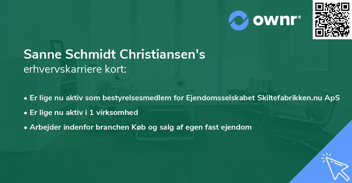 Sanne Schmidt Christiansen's erhvervskarriere kort