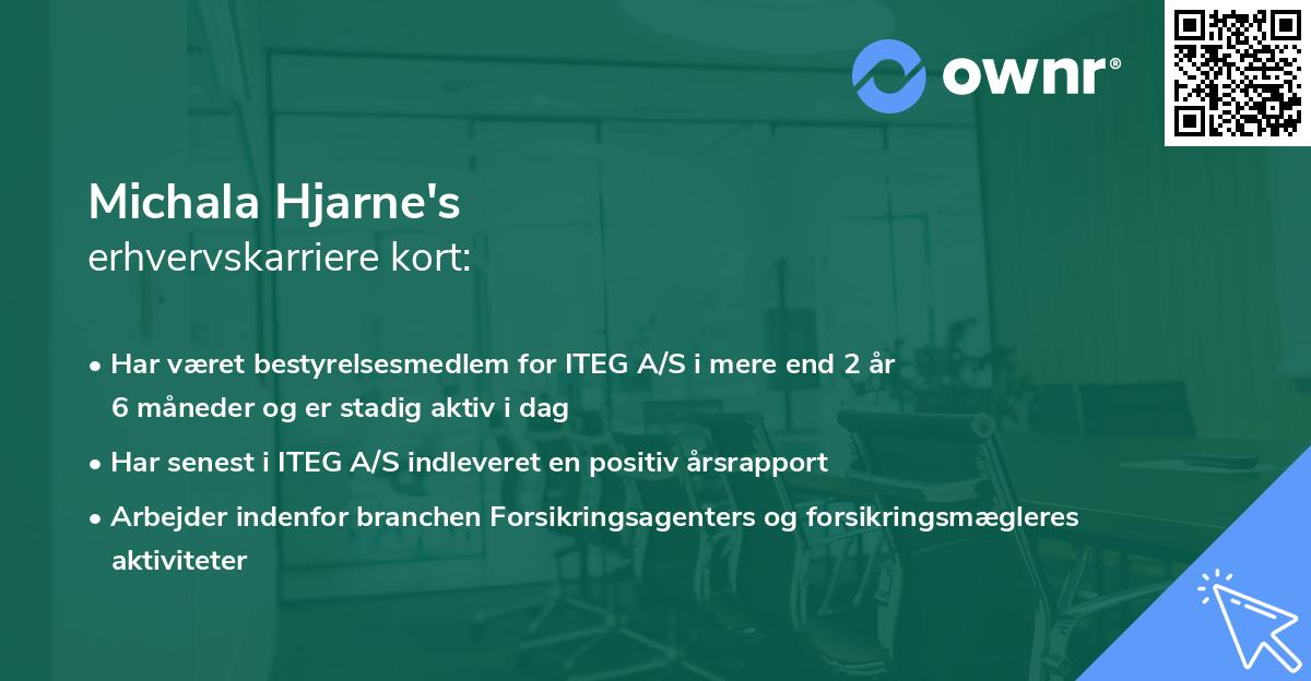 Michala Hjarne's erhvervskarriere kort