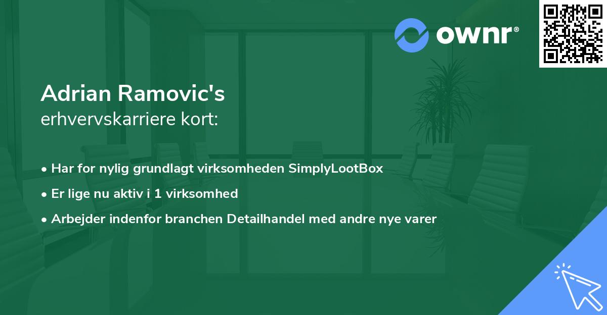 Adrian Ramovic's erhvervskarriere kort
