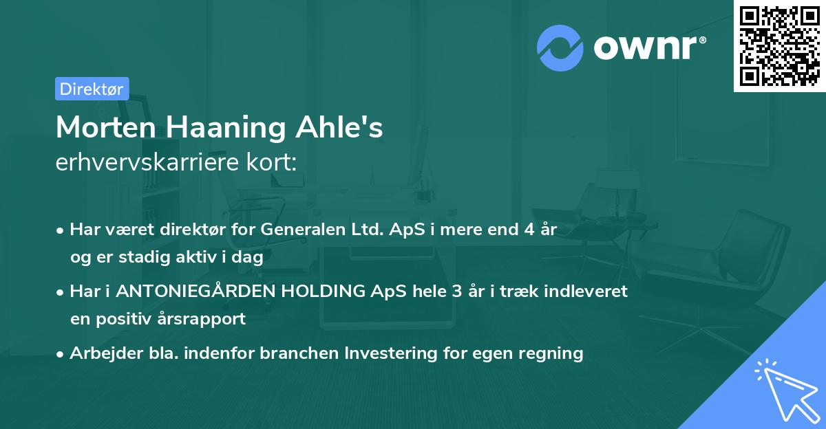 Morten Haaning Ahle's erhvervskarriere kort