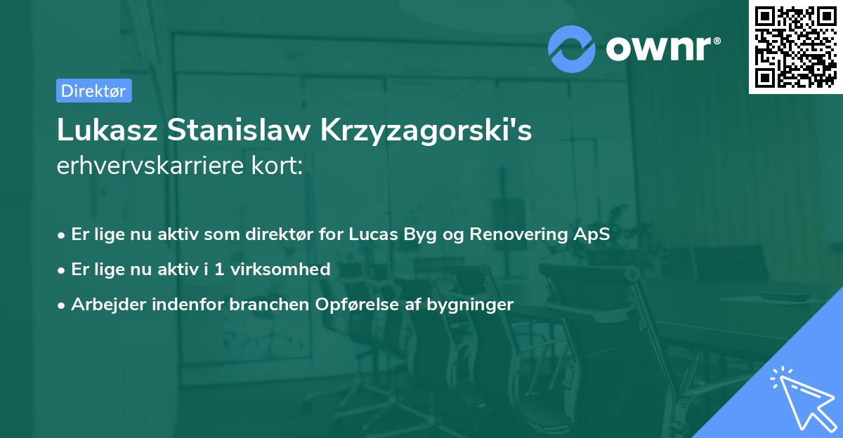 Lukasz Stanislaw Krzyzagorski's erhvervskarriere kort