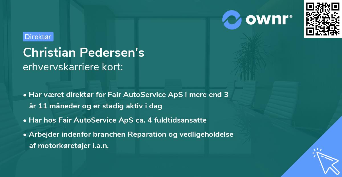 Christian Pedersen's erhvervskarriere kort