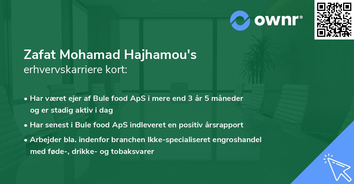 Zafat Mohamad Hajhamou's erhvervskarriere kort