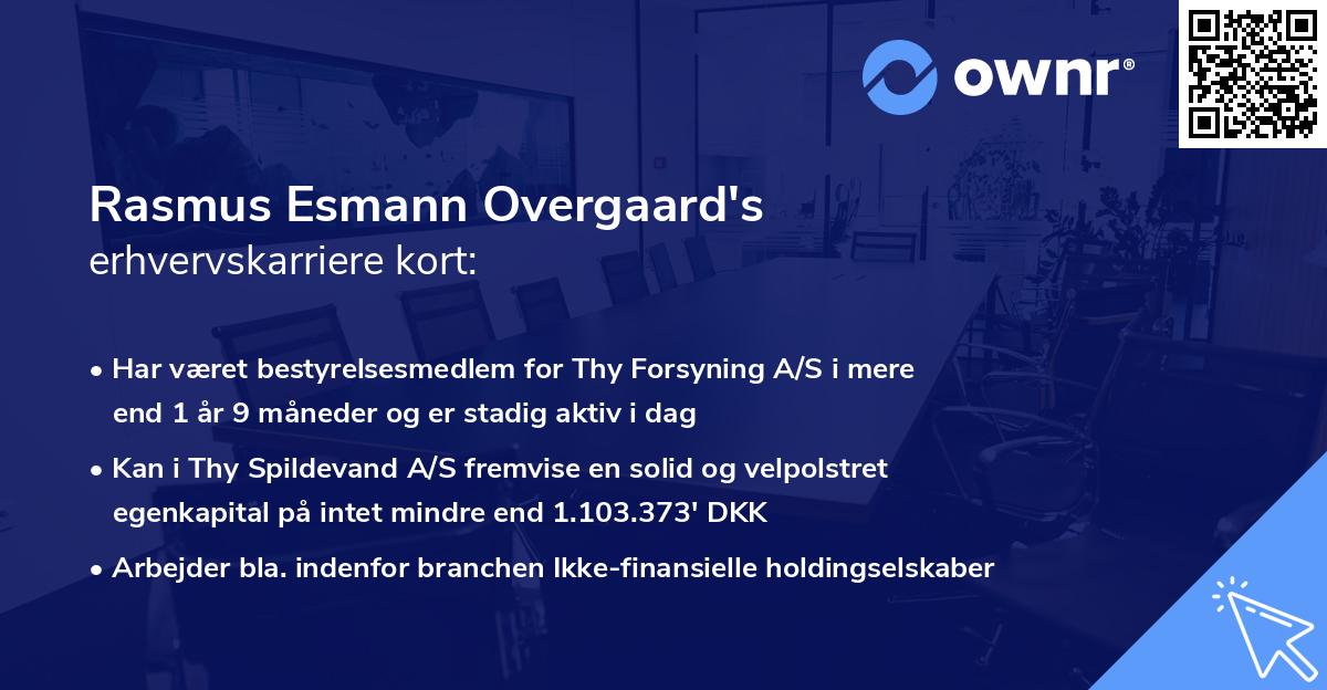 Rasmus Esmann Overgaard's erhvervskarriere kort