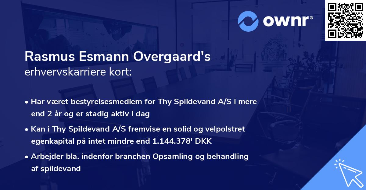 Rasmus Esmann Overgaard's erhvervskarriere kort
