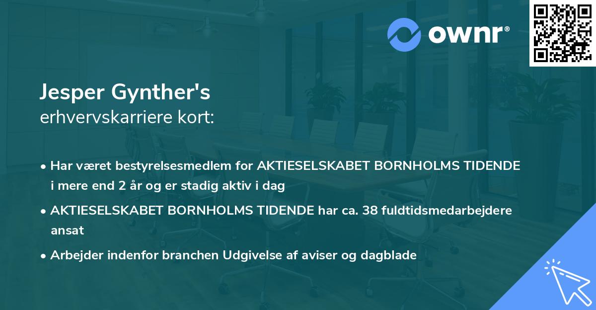 Jesper Gynther's erhvervskarriere kort