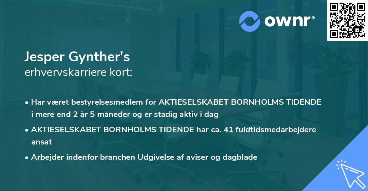 Jesper Gynther's erhvervskarriere kort