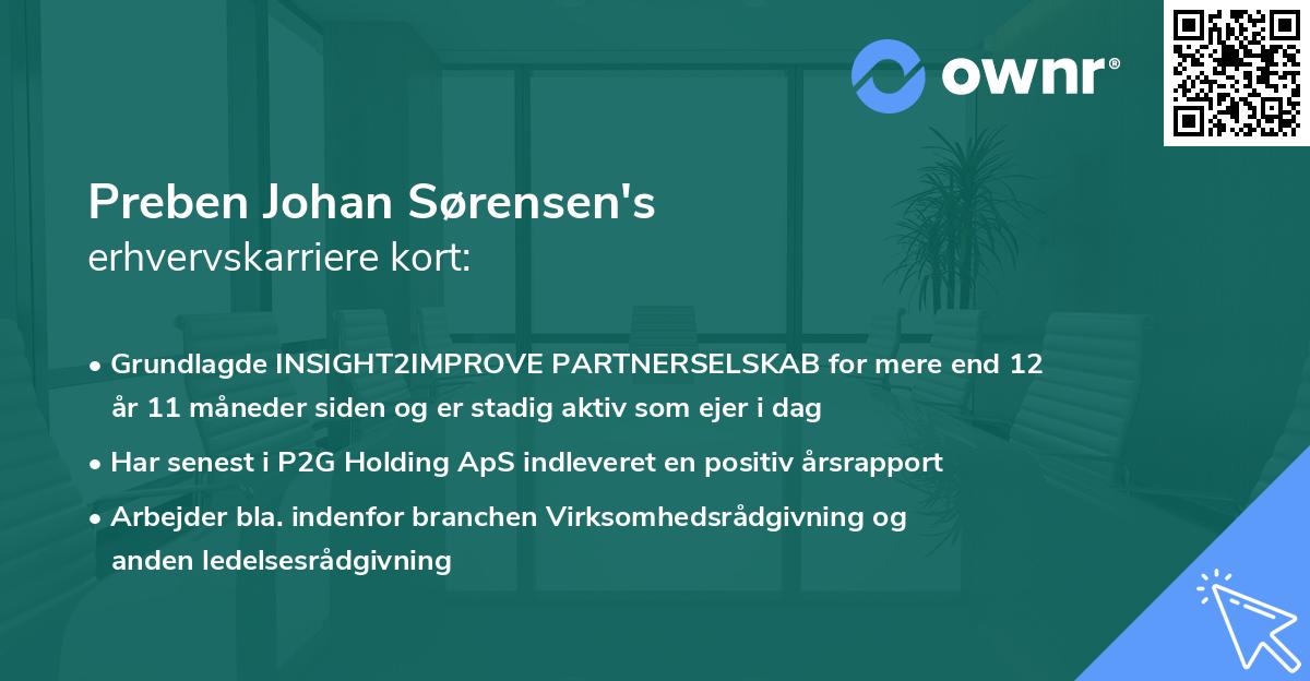 Preben Johan Sørensen's erhvervskarriere kort