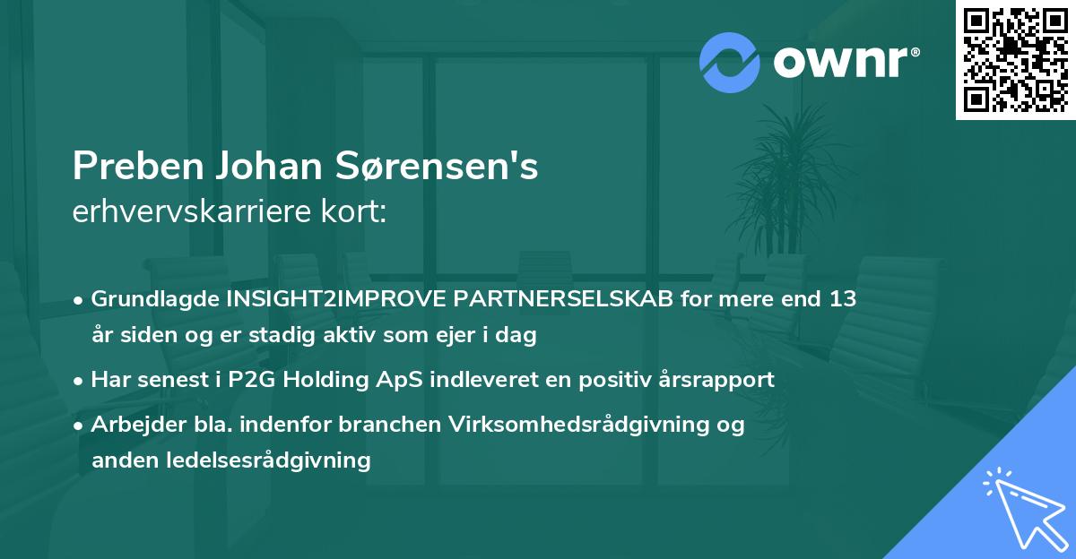 Preben Johan Sørensen's erhvervskarriere kort