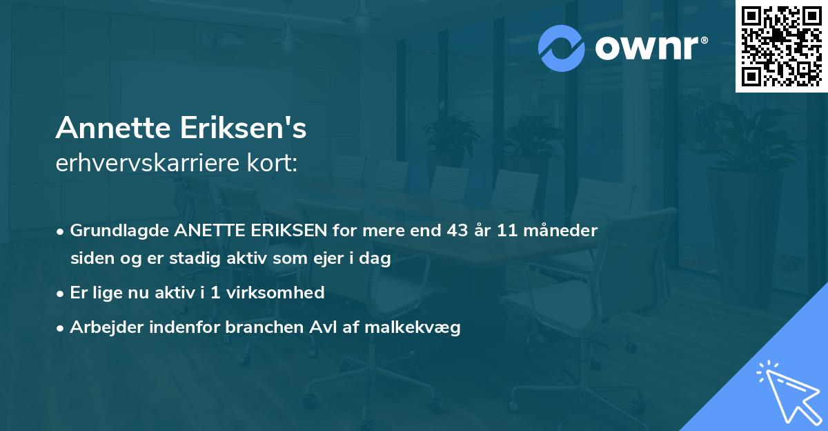 Annette Eriksen's erhvervskarriere kort