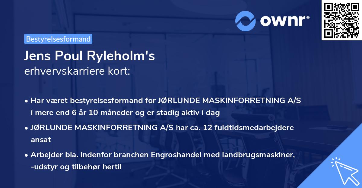 Jens Poul Ryleholm's erhvervskarriere kort