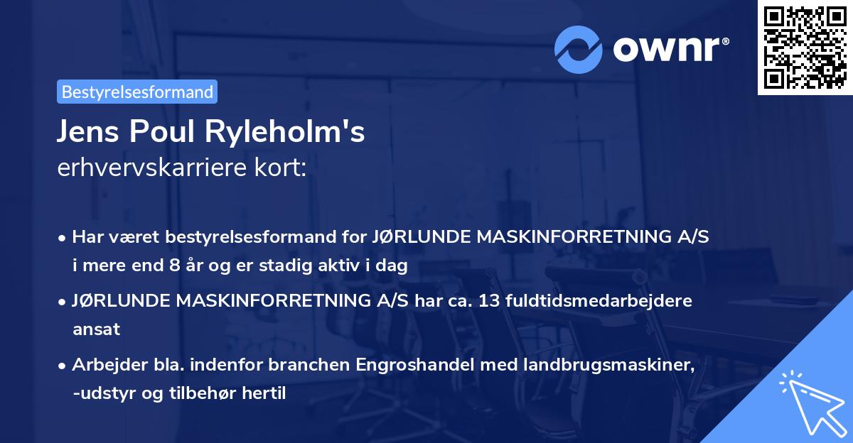 Jens Poul Ryleholm's erhvervskarriere kort