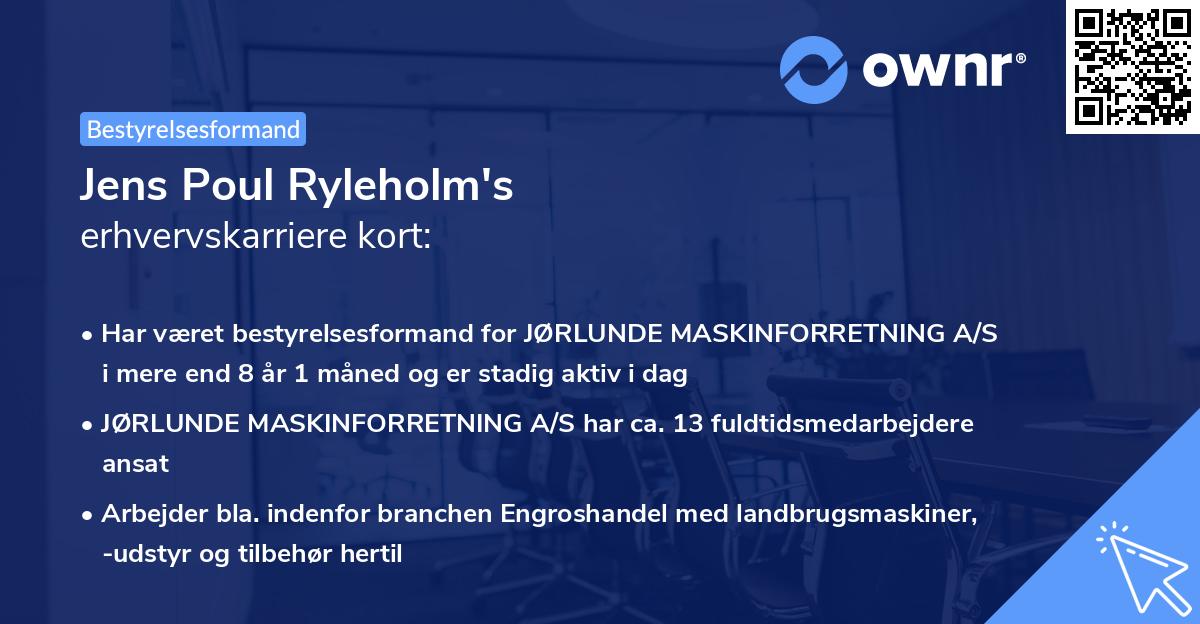 Jens Poul Ryleholm's erhvervskarriere kort