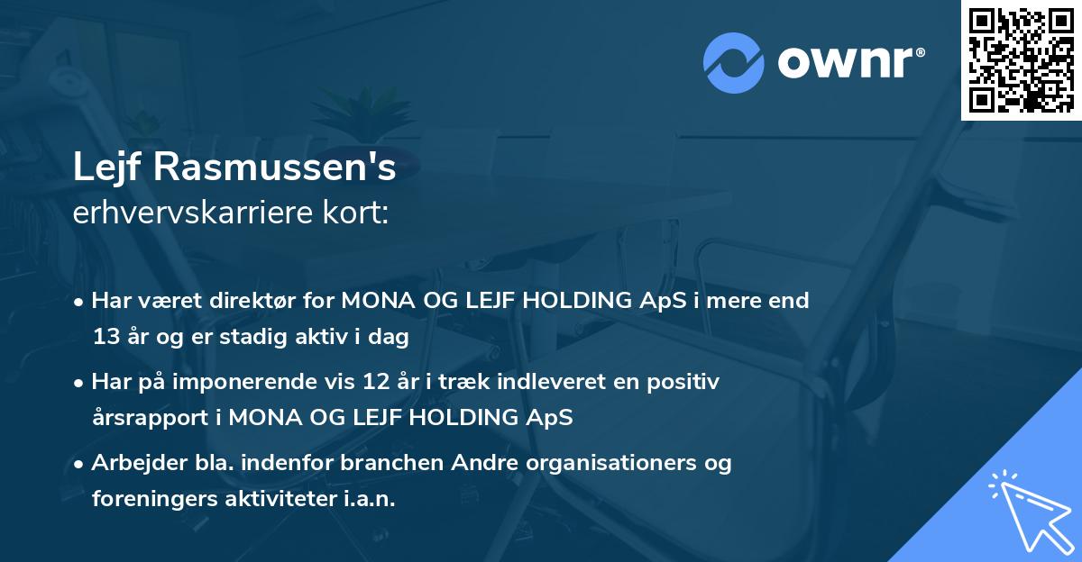 Lejf Rasmussen's erhvervskarriere kort