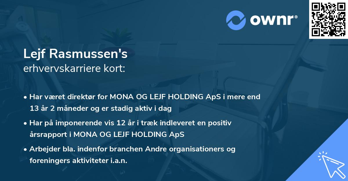 Lejf Rasmussen's erhvervskarriere kort