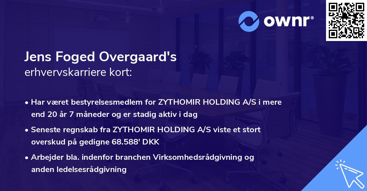 Jens Foged Overgaard's erhvervskarriere kort