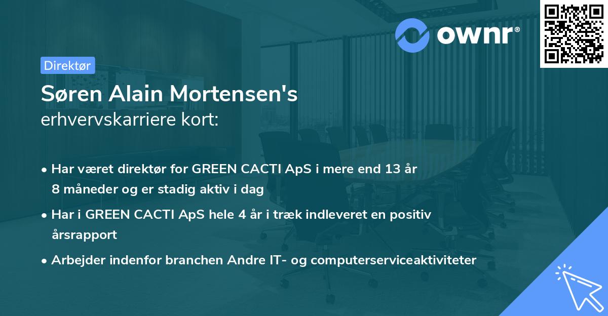 Søren Alain Mortensen's erhvervskarriere kort