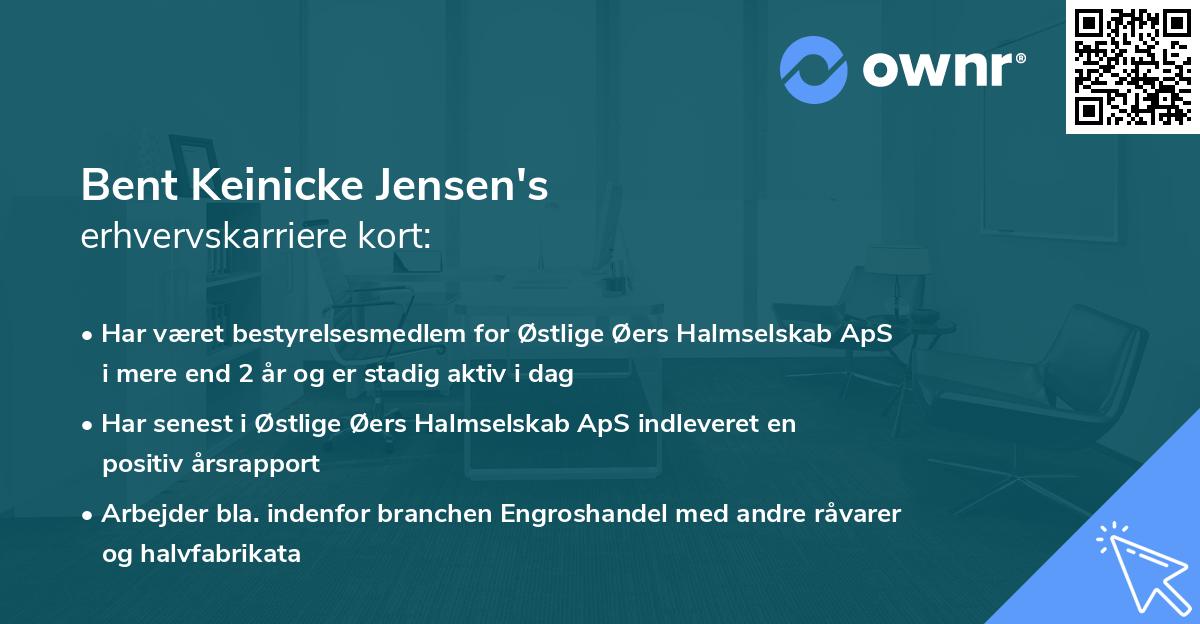 Bent Keinicke Jensen's erhvervskarriere kort