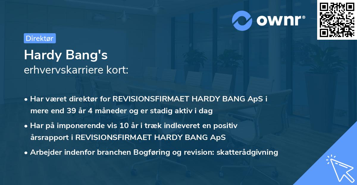 Hardy Bang's erhvervskarriere kort