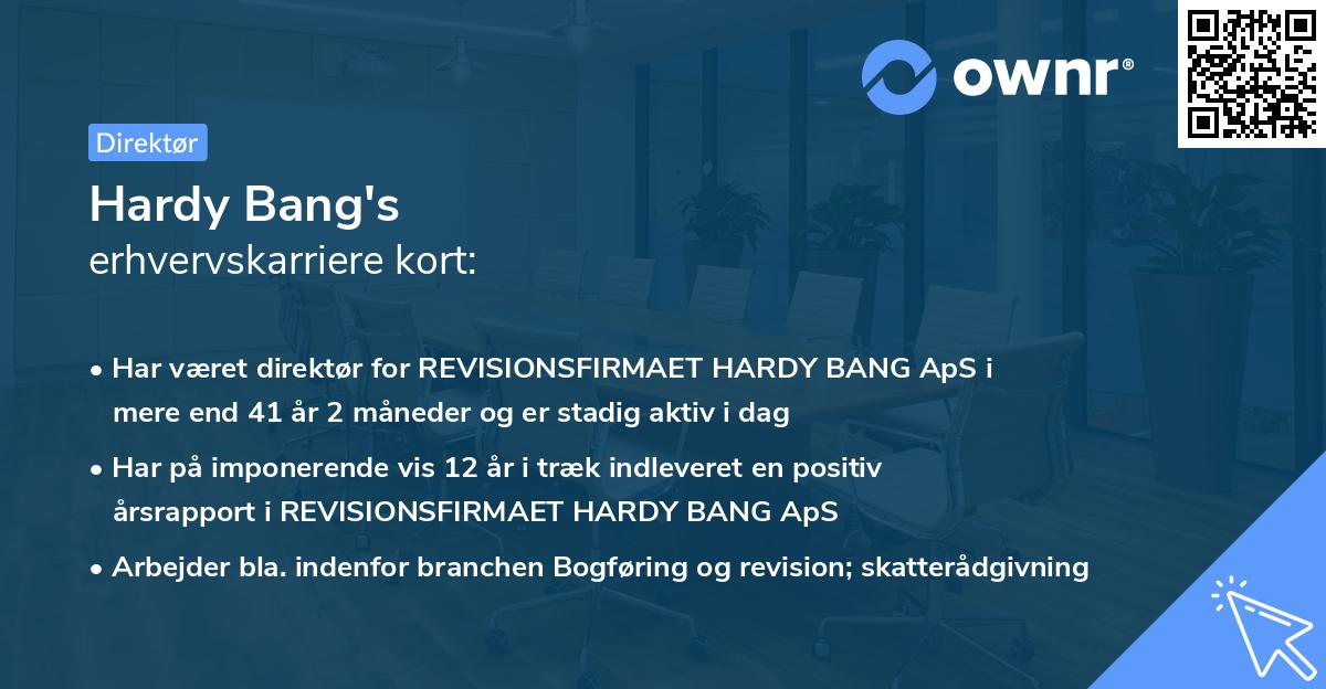 Hardy Bang's erhvervskarriere kort