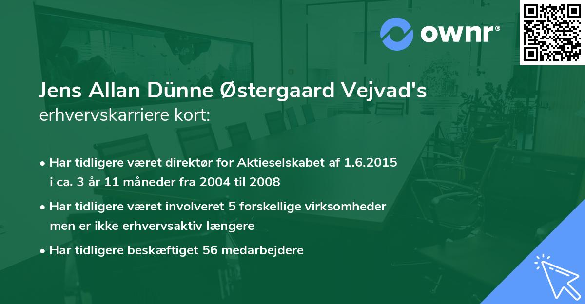 Jens Allan Dünne Østergaard Vejvad's erhvervskarriere kort