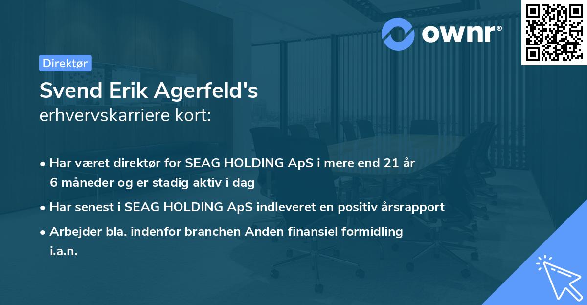 Svend Erik Agerfeld's erhvervskarriere kort