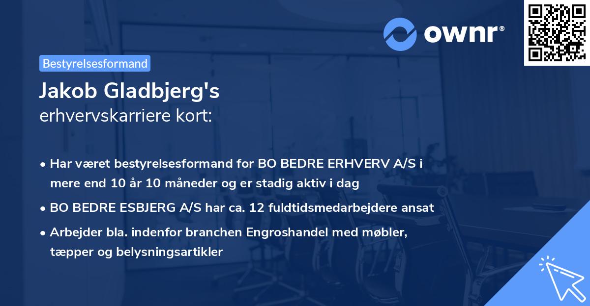 Jakob Gladbjerg's erhvervskarriere kort