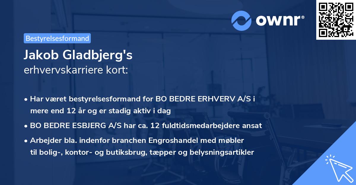 Jakob Gladbjerg's erhvervskarriere kort