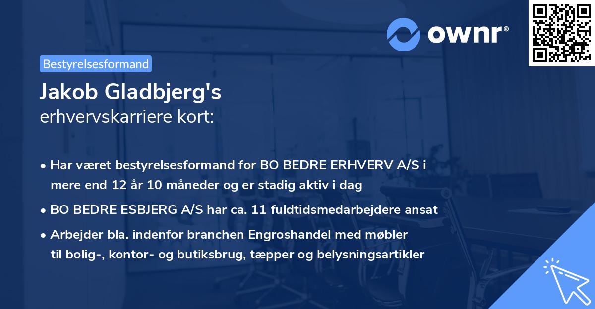 Jakob Gladbjerg's erhvervskarriere kort