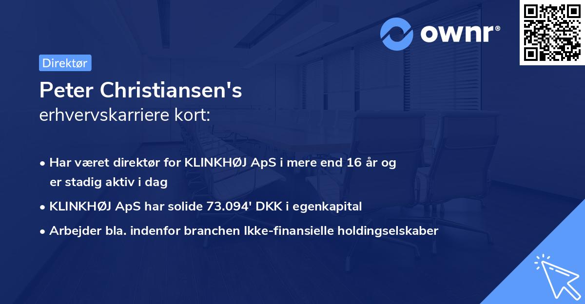 Peter Christiansen's erhvervskarriere kort