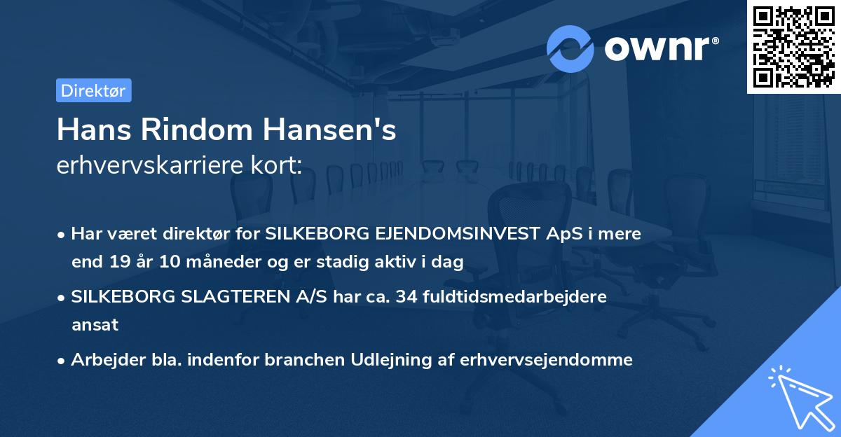 Hans Rindom Hansen's erhvervskarriere kort