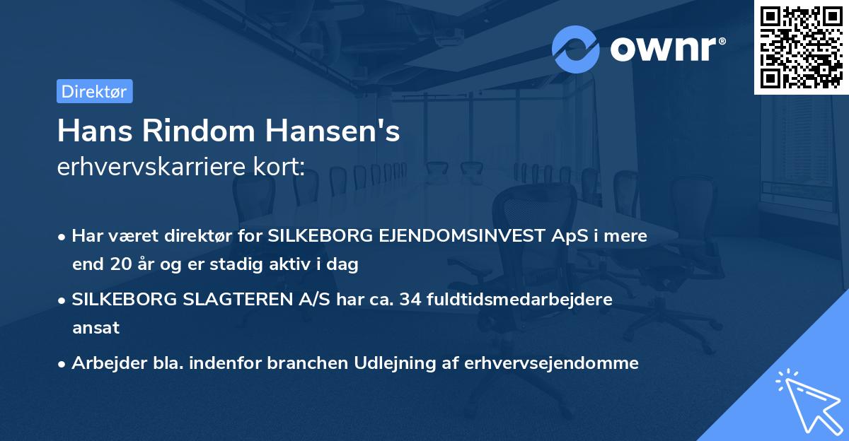 Hans Rindom Hansen's erhvervskarriere kort