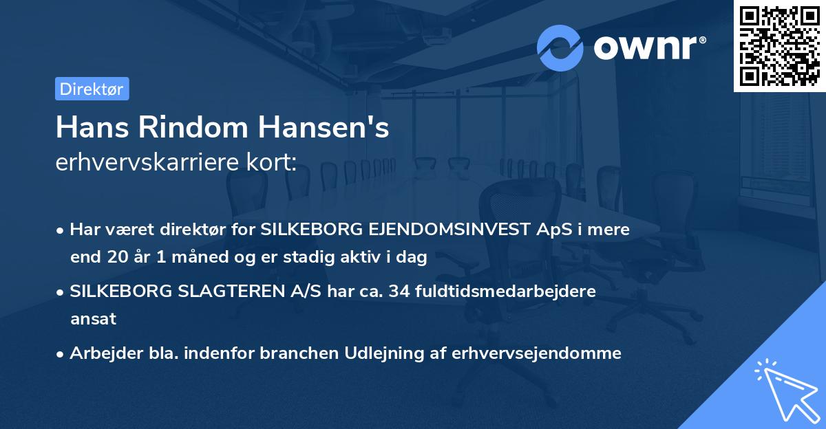 Hans Rindom Hansen's erhvervskarriere kort