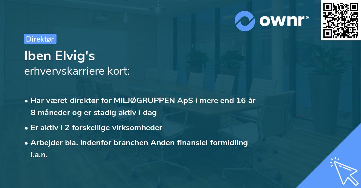Iben Elvig's erhvervskarriere kort