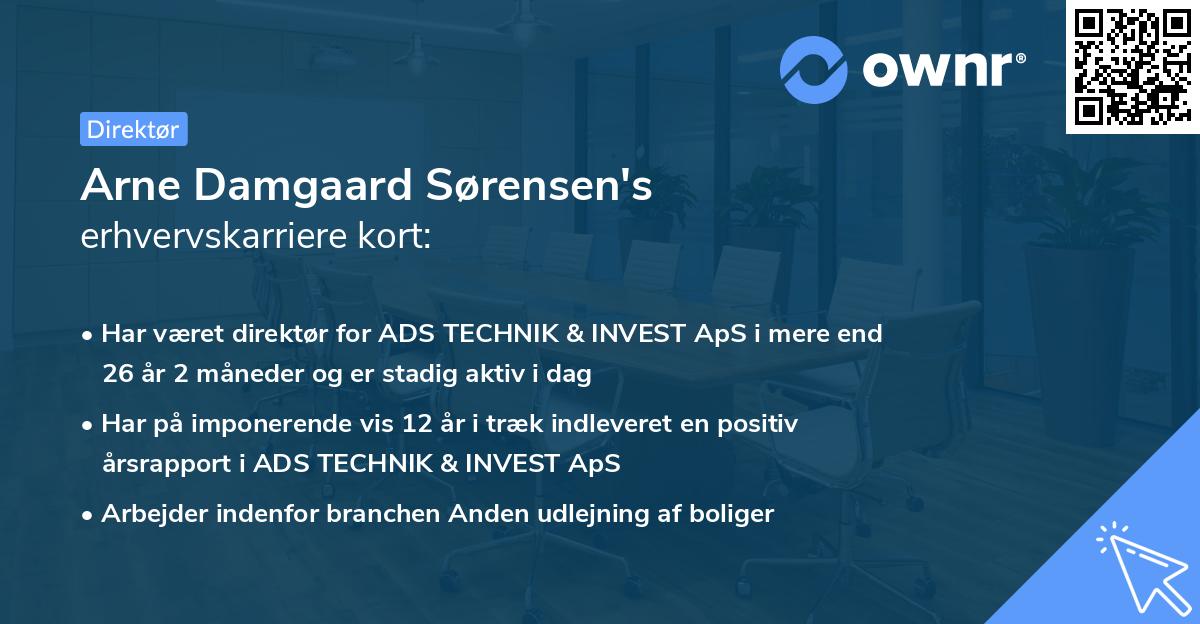 Arne Damgaard Sørensen's erhvervskarriere kort