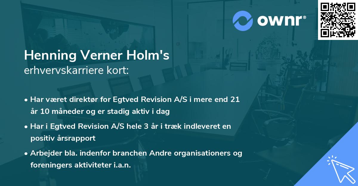 Henning Verner Holm's erhvervskarriere kort