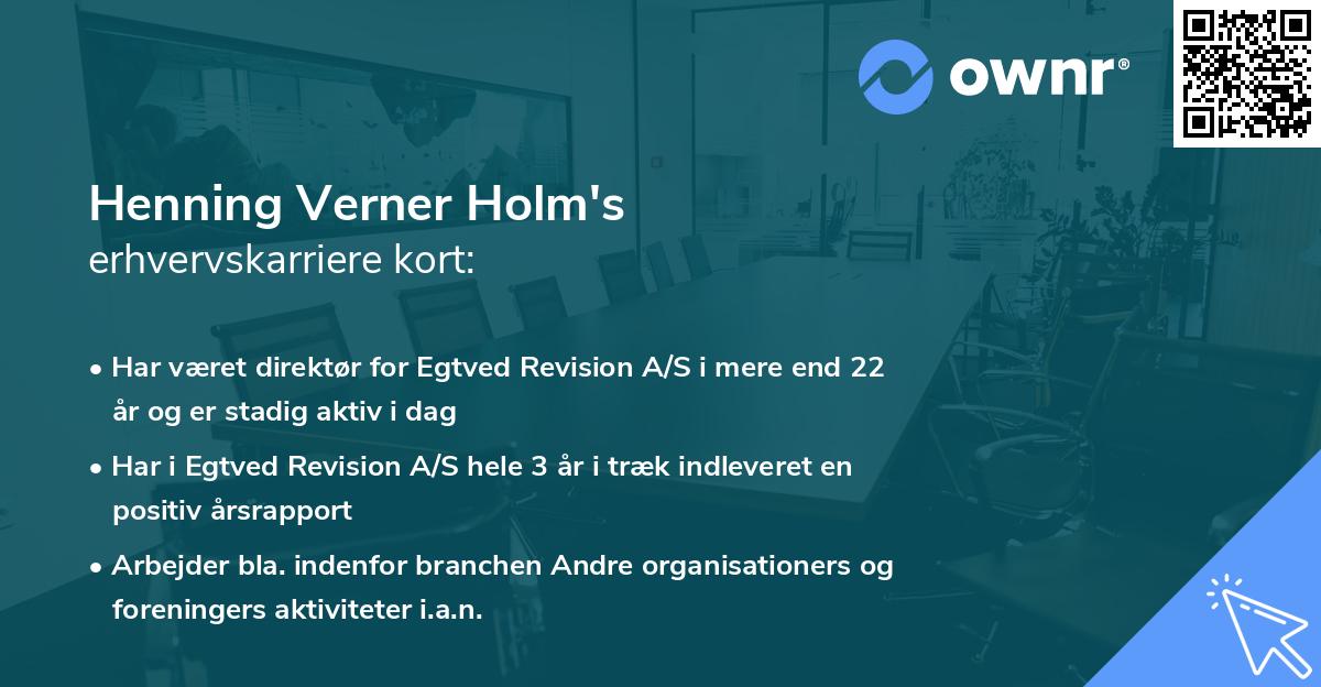 Henning Verner Holm's erhvervskarriere kort