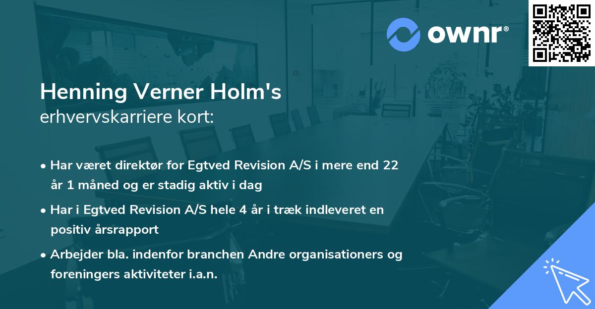 Henning Verner Holm's erhvervskarriere kort