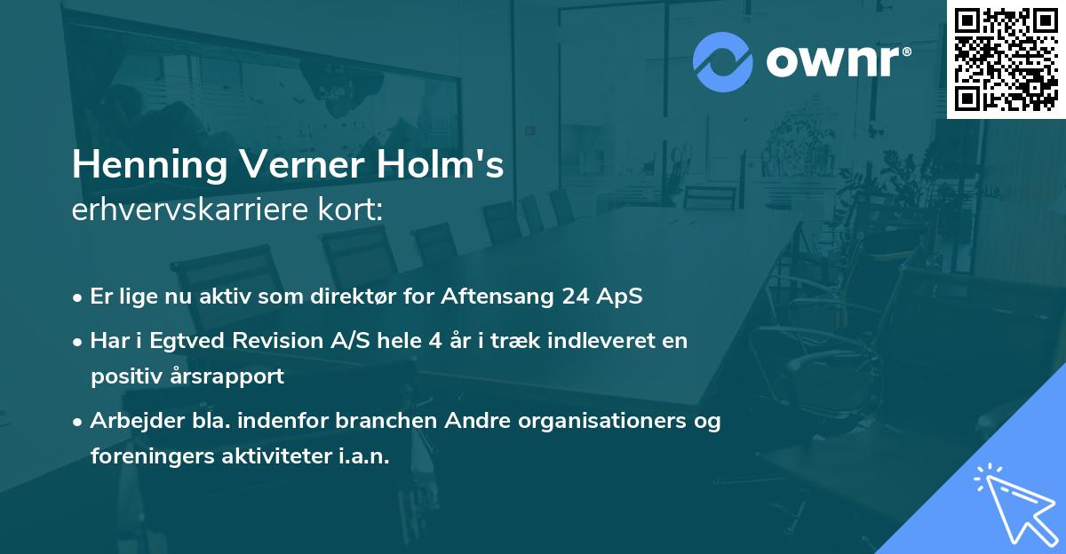 Henning Verner Holm's erhvervskarriere kort