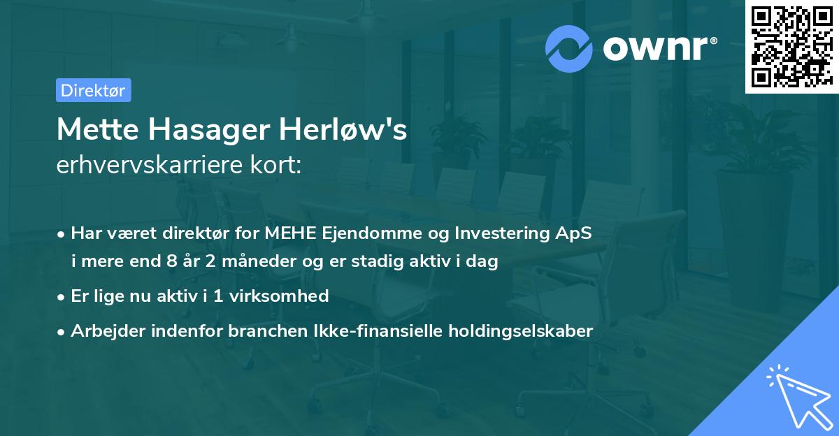 Mette Hasager Herløw's erhvervskarriere kort