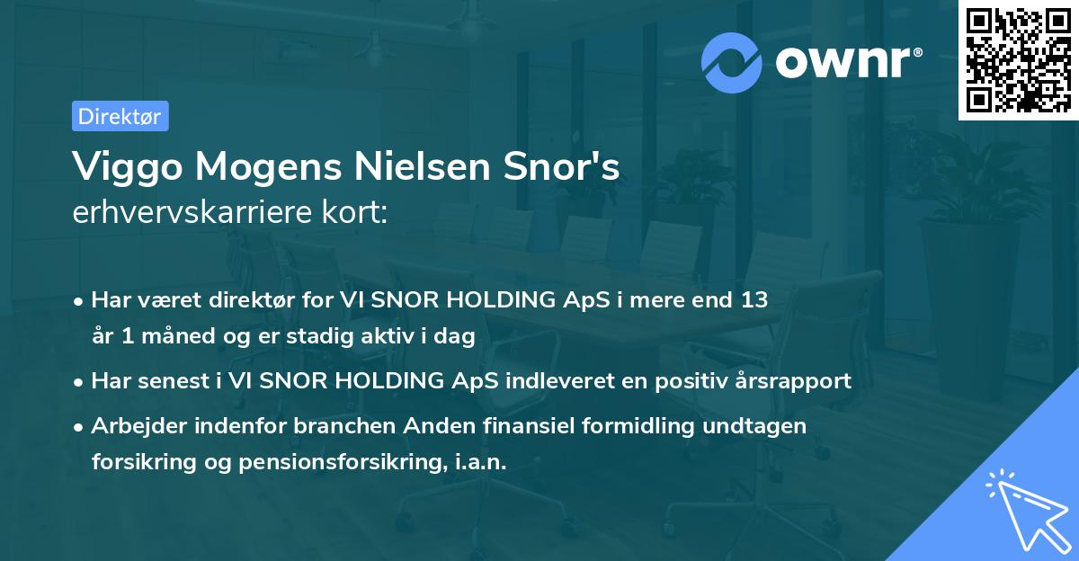 Viggo Mogens Nielsen Snor's erhvervskarriere kort